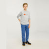 L&S Hope Applic Textured Grey Terry Full Sleeves T-Shirt 14054