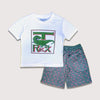 JC Trex Dino Print T-Shirt Orange & Green Contrast with Dino Shorts Print 2 Piece Set 14087