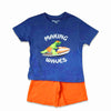 JC Making Waves Print Blue T-Shirt with Orange Shorts 2 Piece Set 14088