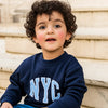 HM NYC Embroided Navy Blue Terry Sweatshirt 14246