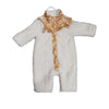 NM Mustard Floral White Warm Sherpa Fluffy Romper with Head Band 13329