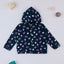 PRNT Glitter Hearts Print Navy Blue Zipper Hoodie 13399