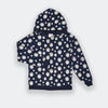 PRNL Daisy Flower Print Navy Blue Terry Zipper Hoodie 13401