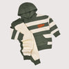 PRMK Future Embroided Green & Cream Stripes Fleece Hoodie & Trouser 2 Piece Set 13413