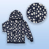 PRNL Daisy Flower Print Navy Blue Terry Zipper Hoodie 13401