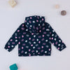 PRNT Glitter Hearts Print Navy Blue Zipper Hoodie 13399