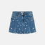 OLY All Over Embroided Pink Hearts Renal Style Blue Denim Mini Skirts 13314