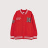 LCW New York,TokYo, London Embroided Red Fleece Base Ball Jacket 13614