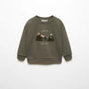 MNG Time To Fun Have fun Army Green Fleece Sweatshirt 13604