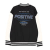 LCW Never Look Back Embroided Black Fleece Base Ball Jacket 13612