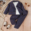 SHEN kids Check Pant Coat Blue Suiting Set 13991