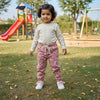 LFT Plain Dark grey & Flower Print T-Pink 2 Piece Trouser Set 14234
