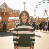 PRMK Future Embroided Green & Cream Stripes Fleece Hoodie & Trouser 2 Piece Set 13413