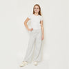 L&S White Cord Plain Textured Grey Plazo 14650