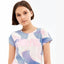 L&S Endless Blue & Pink Waves Off-White Sleveless T-Shirt 13981