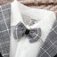 SHN kids Check Waist Coat white Shirt & Bow Style with Check Pant Suiting Set 14049