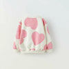 ZR Hearts Print Light Fleece Cream Sweatshirt 13738