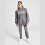 HR Embroided To Something with Kangroo Pocket Style Dark Grey Hoodie TrackSuit 14264