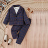 SHEN kids Check Pant Coat Blue Suiting Set 13991