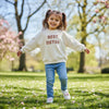 HM Best Sister Embroided Light Beige Terry Sweatshirt 13403