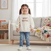HM Best Sister Embroided Light Beige Terry Sweatshirt 13403