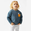 5.10.15 Snail Embroided With Small Pocket Thermal Cadet Blue Sweatshirt 13759