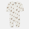RIKI All Over Rabbit Print Front Zip Style Off White Romper 14216