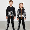 5.10.15 Black & White Box Check Black Fleece Zipper Hoodie TrackSuit 14677