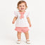 B&G Crinkle White Top With Bow & Shorts Pink 2 Piece Set 11641