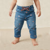 PRNT Heart Embroided with Bow Style Light Blue Denim 14983