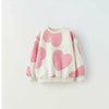 ZR Hearts Print Light Fleece Cream Sweatshirt 13738