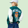 LCW 86 Print Green Fleece Baseball Jacket 13613