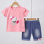 Yougi Pink Bunny With Red Purse Applique 2 Piece Set 2262