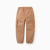 ZY Cargo Pocket Style Elastic Wasit with Cord Brown Jogger Pant 14128