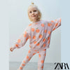 ZR All Over Orange Print Pastel Lavender Terry 2 Piece Set 13397