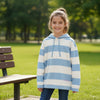 SFR Follow Your Heart Applic Sky Blue & White Big Stripes Fleece Hoodie 14556