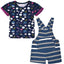 LL Hi & Fun Top with Striped Cadet Blue Dungaree 2 Piece Set 12885