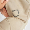 HR Pigeon Print Back Embroieded Beige Fleece Hoodie Tracksuit 14260