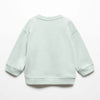 MNG Front White Flower Embroided Pistachio Green Terry Sweatshirt 14243