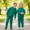 LE LTD Embroided Kangroo Pocket Hoodie With Terry Trouser Green Tracksuit 14703