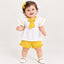 B&G Crinkle White Top With Bow & Shorts Mustard 2 Piece Set 11642