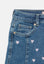 OLY All Over Embroided Pink Hearts Renal Style Blue Denim Mini Skirts 13314