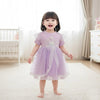 YJTX Big Elsa Print Bow & Lace Style Purple Frock 13101