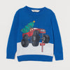 H Monster Truck North Pole Print Blue Sweater 10874