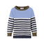 NME It Contrast Chest Navy With Stripes Sweater 10891