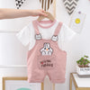 CN Bunny Aplic Teapink Dungaree With T-Shirt 2 Piece Set 11637