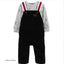 CRT Dashingly Handsome Contrast Shoulder Black Cotray Dungaree 11137