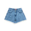 OM Heart Button Rough Bottom Ribbed Denim Girl Shorts 11260