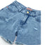 OM Heart Button Rough Bottom Ribbed Denim Girl Shorts 11260