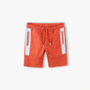 L&S Futu Aqua Print Pockets Orange Terry Shorts 14764